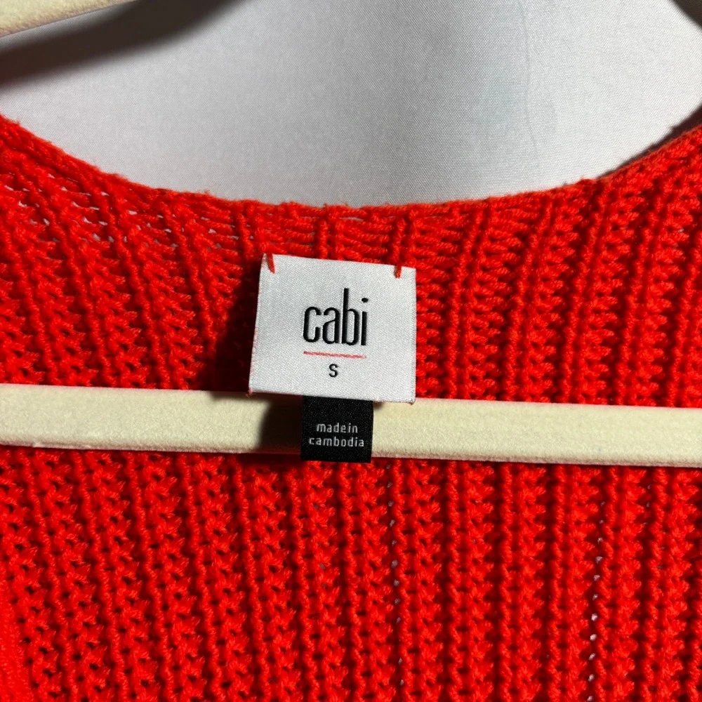 Orange Red Chunky Knit V Knit Slouchy Boxy Short Sleeve Sweater Top Oversized‎ S